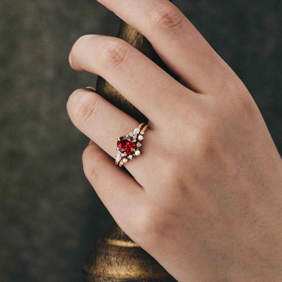 GemsMagic Fantasy Ruby Engagement Ring Set 2pcs - GemsMagic