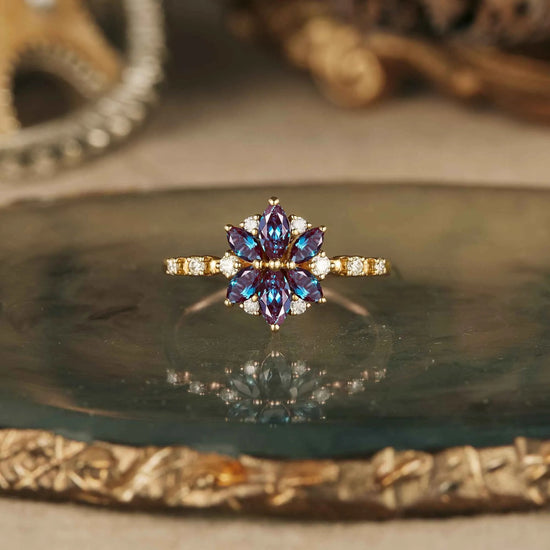 Wild Chrysanthemum Inspired Six - Stone Ring - GemsMagic - GemsMagic