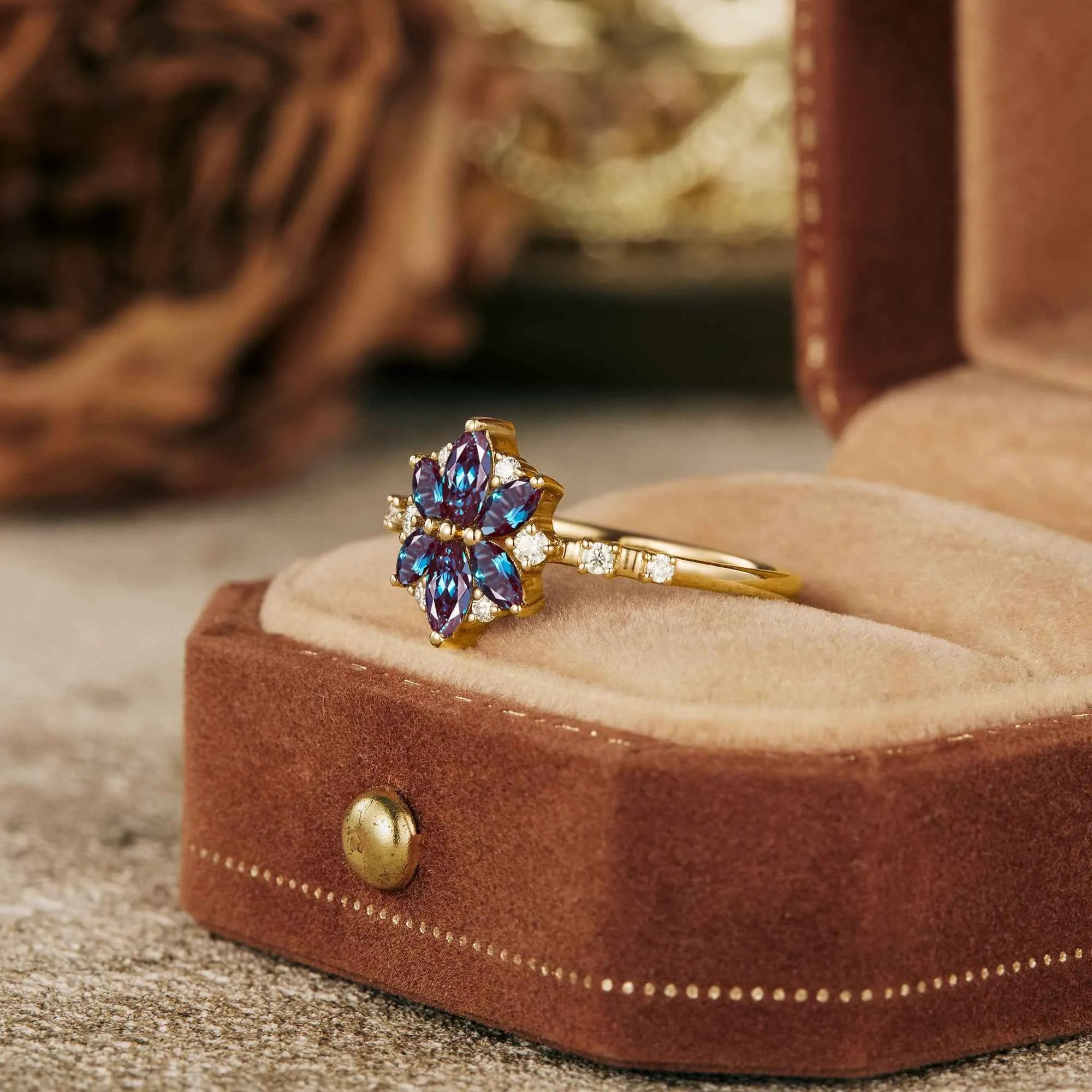 Wild Chrysanthemum Inspired Six - Stone Ring - GemsMagic - GemsMagic