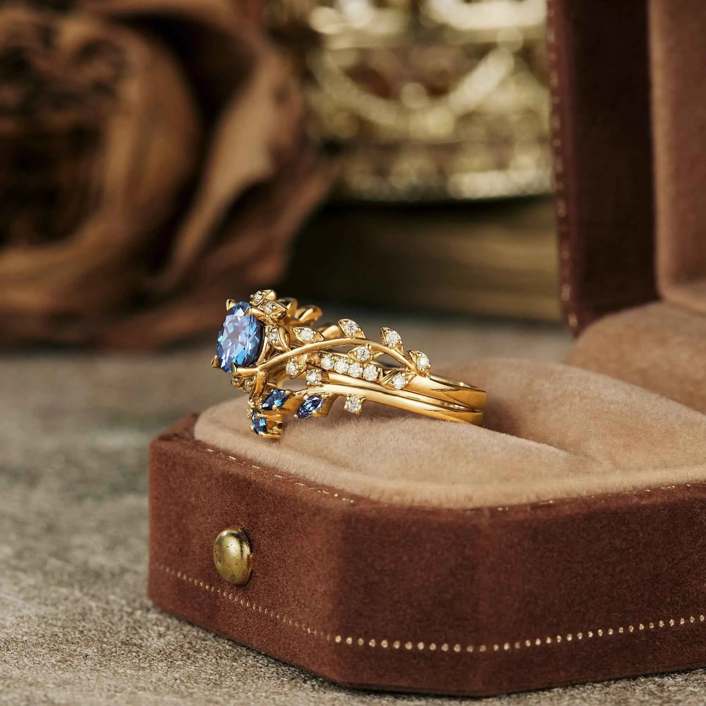 Windmill Inspired Alexandrite Ring Set 2pcs - GemsMagic - GemsMagic